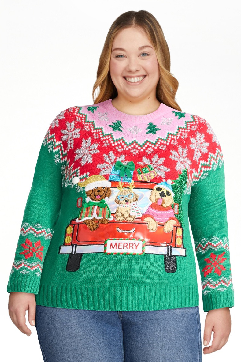 Holiday Time Women's Embellished Pullover Christmas Sweater, Midweight, Sizes XXS-XXXL | Walmart (US)