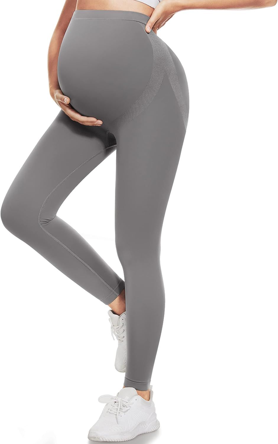 Purplepig Maternity Leggings Over The Belly Non-See-Through Butt Lift Soft Pregnancy Workout Pant... | Amazon (US)