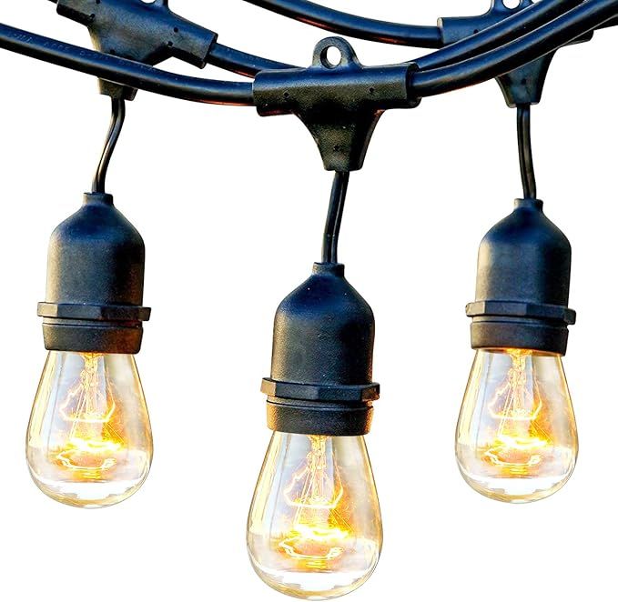 Brightech Ambience Pro - Waterproof Outdoor String Lights - Hanging Industrial 11W Edison Bulbs -... | Amazon (US)