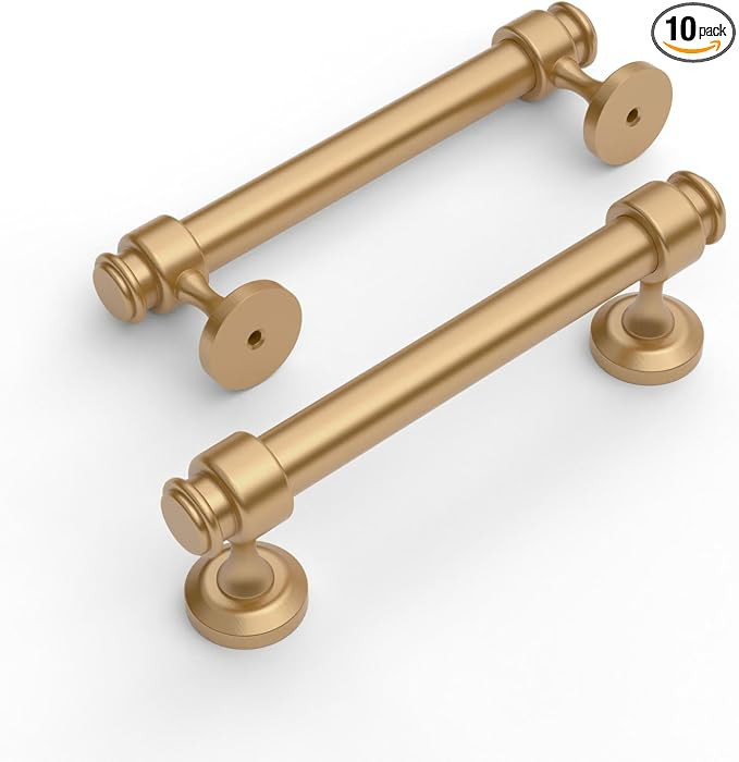 Amerdeco 10 Pack Champagne Bronze Cabinet Pulls 3.75 Inch Hole Centers Kitchen Cabinet Hardware,S... | Amazon (US)