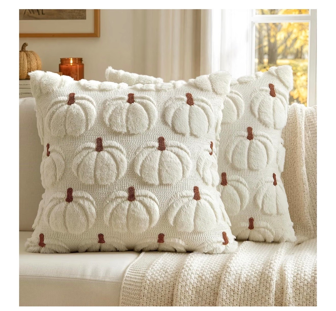 MIULEE Fall Pumpkin Pillow Covers Fall Decor Cream White Brown Stem 18x18
Decorative Autumn Harvest,Fall Decorations for Home,Set of 2,Soft Plush Faux Fur,Farmhouse Halloween Porch Coach Bedroom

#LTKSeasonal #LTKHome #LTKmomlife