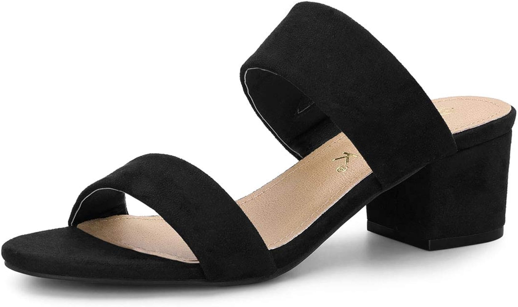 Allegra K Women's Block Heel Dual Straps Slide Sandals | Amazon (US)