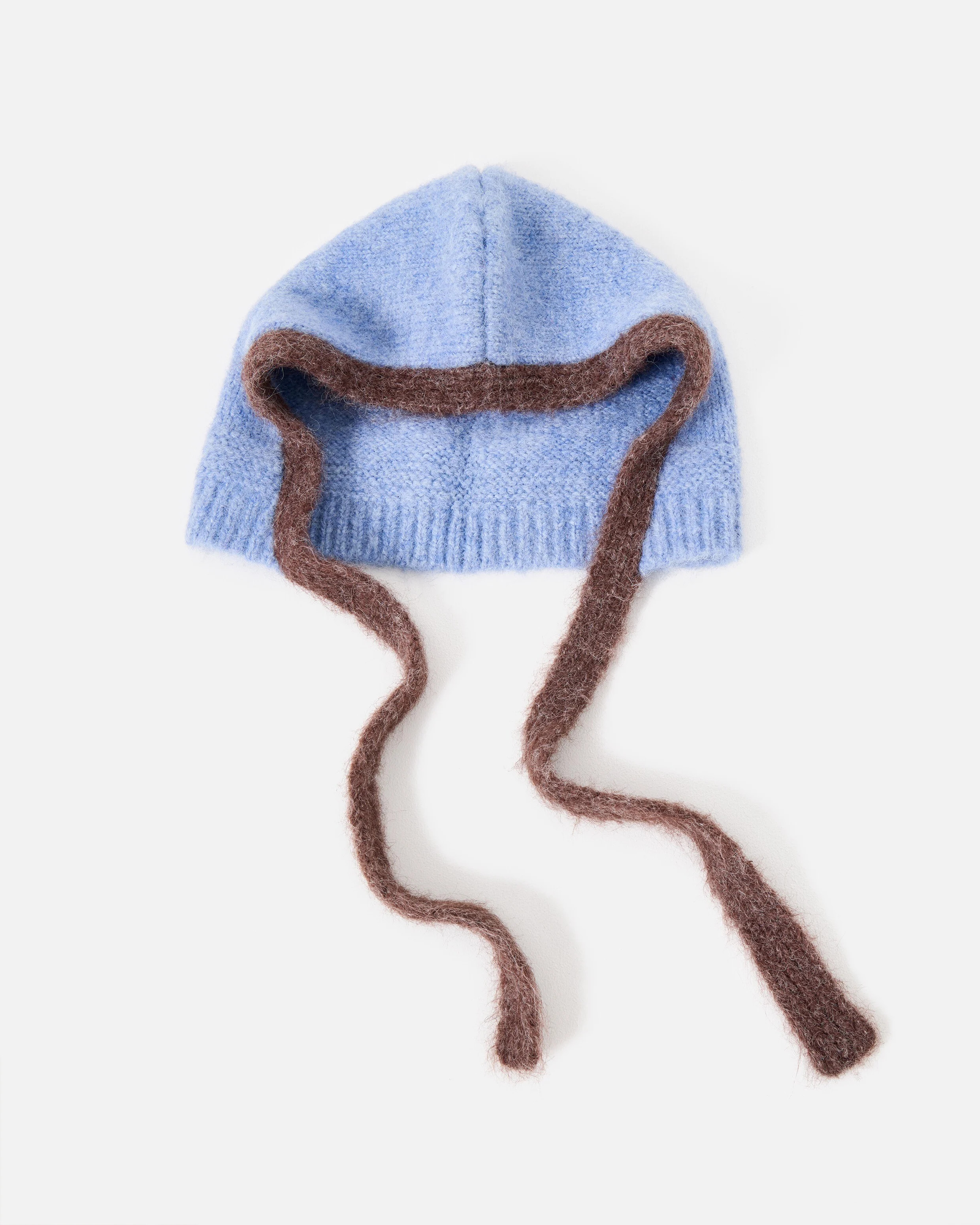 Blue & Brown Fluffy Knitted Hood | Oliver Bonas | Oliver Bonas (Global)