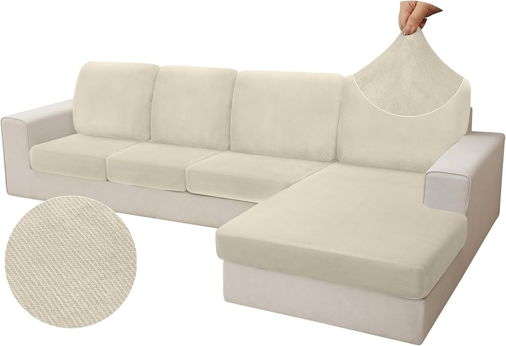 Arfntevss Velvet Couch Cushion Covers for Sectional Sofa 8 Pieces Super Soft Stretch Magic Sofa C... | Amazon (US)