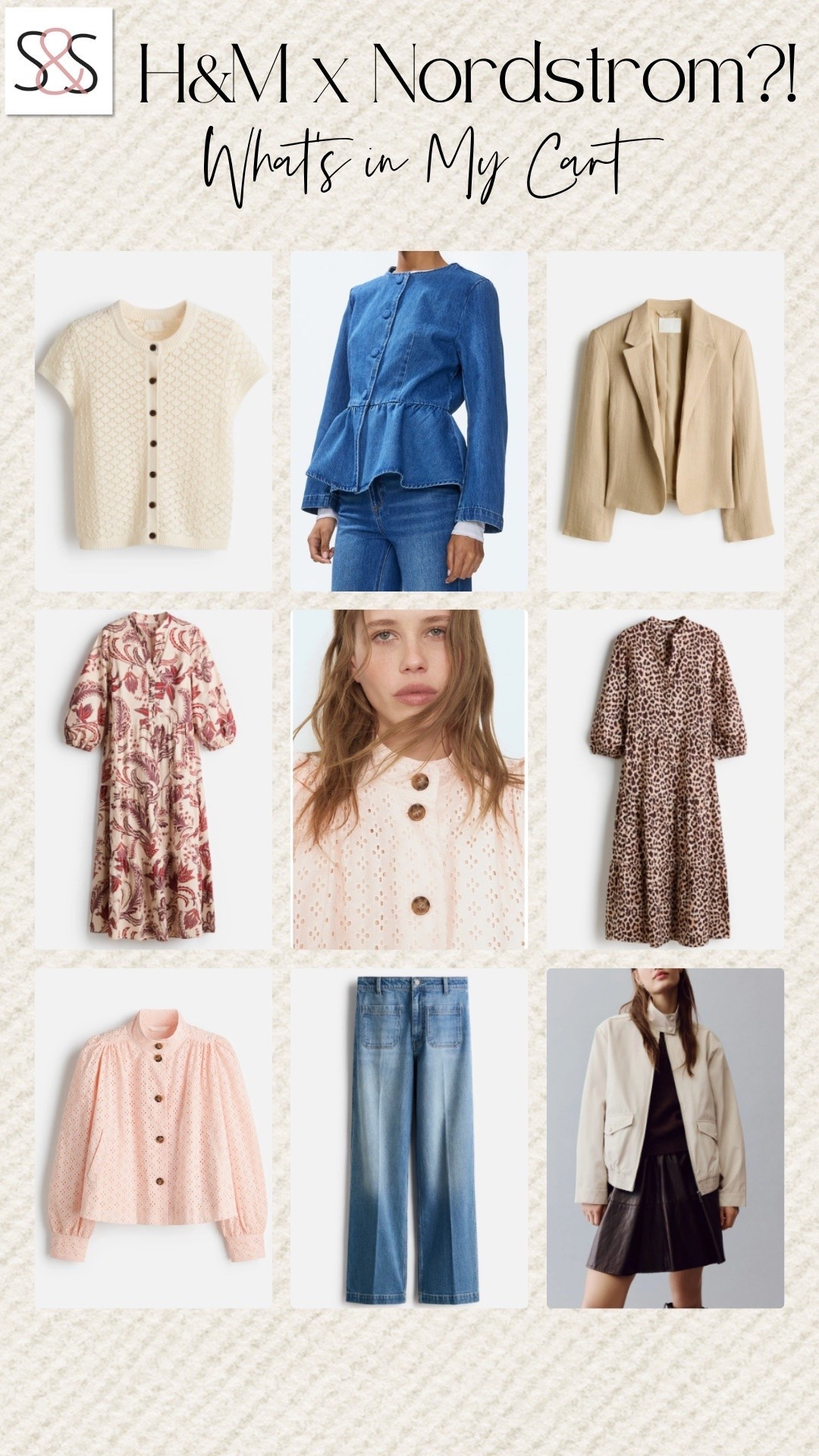 Add Caption
I'm genuinely shocked that H&M is now available on Nordstrom! spring cardigan, button front top, denim peplum jacket, neutral blazer, floral midi dress, leopard print dress, polka dot blouse, wide leg jeans, oversized blazer, affordable spring fashion, casual chic outfits, workwear essentials, spring wardrobe staples, budget friendly fashion finds, neutral spring pieces, versatile layering pieces

#LTKSeasonal #LTKOver40 #LTKMothersDay