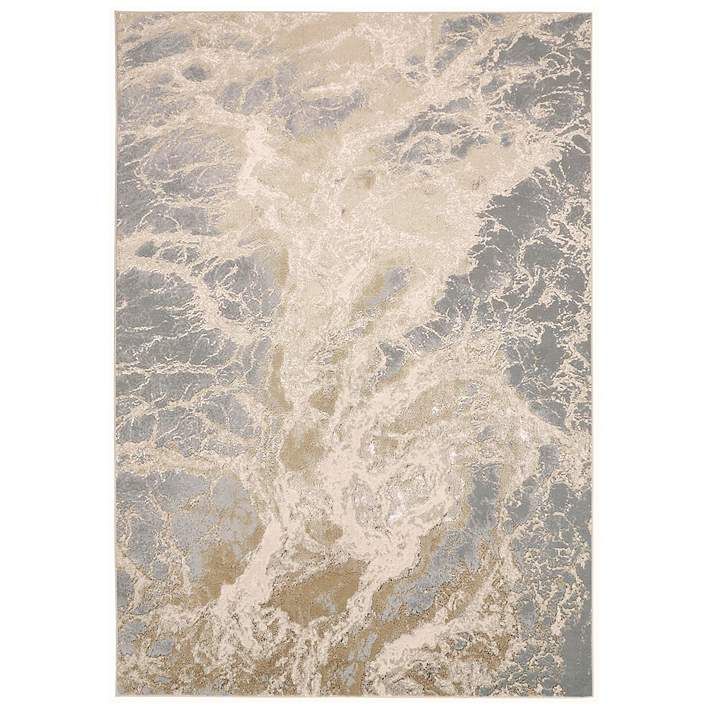 Aura 3563F Silver Gray and Beige Rectangular Area Rug - #345W1 | Lamps Plus | Lamps Plus