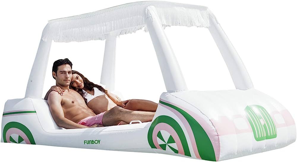 FUNBOY Giant Inflatable Luxury Golf Cart Pool Float, Two Cup Holders, Removable Fringe Shade, Luxury | Amazon (US)