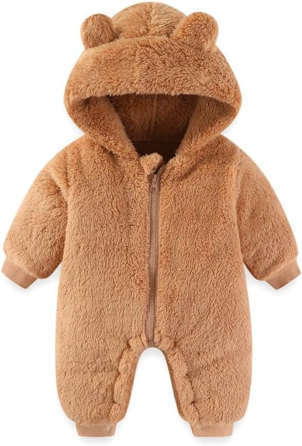 UVIPC Baby Newborn Bear Fleece Snowsuit Winter Coat Warm Hooded Jumpsuit for Baby boy girl | Amazon (US)