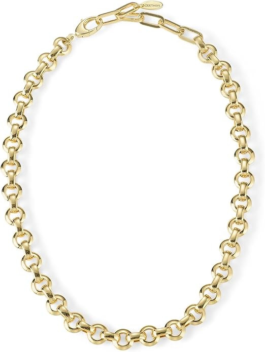 Chunky Layered Gold Necklace For Women Paperclip Link Chain Statement Compass Coin Charm Beach St... | Amazon (US)