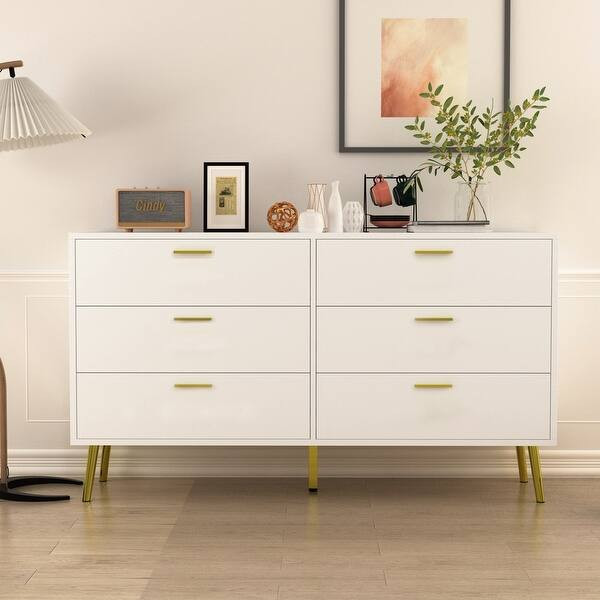 FAMAPY Modern 6 Drawer Storage Chest Double Dresser Sideboard Cabinet - Overstock - 36762405 | Bed Bath & Beyond