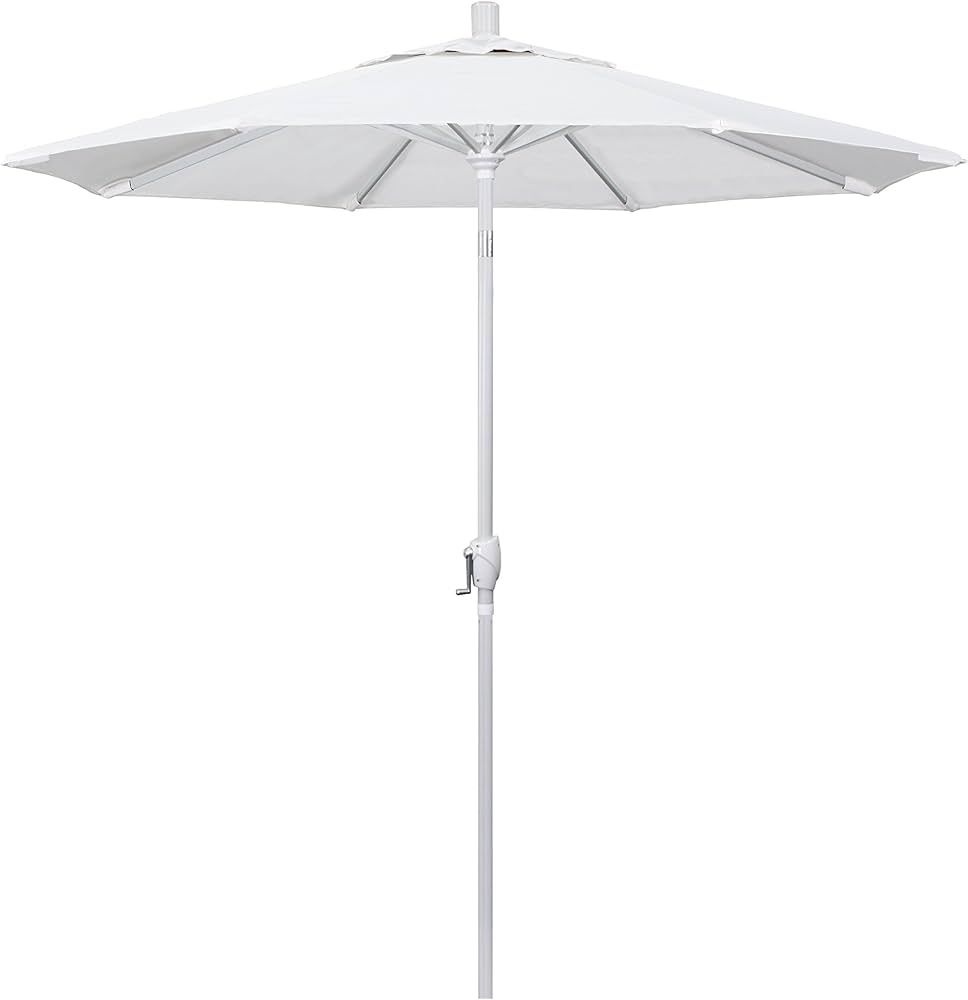 California Umbrella 7.5' Round Aluminum Market Umbrella, Crank Lift, Push Button Tilt, White Pole... | Amazon (US)