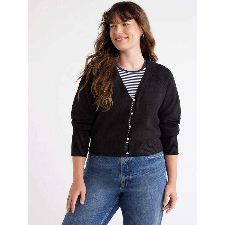 Free Assembly Women’s 90’s V-Neck Cardigan Sweater, Lightweight, Sizes XS-XXXL | Walmart (US)