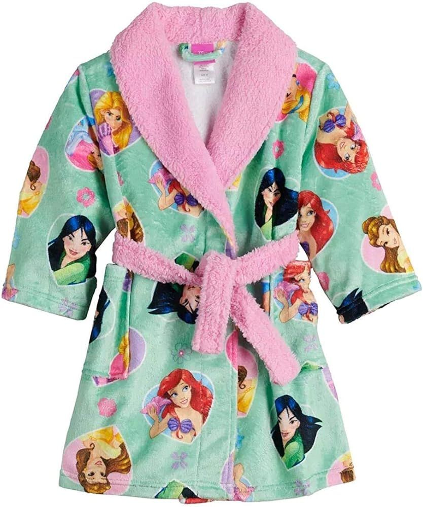Disney Princess Toddler Girls Minky Fleece Mint Green Bathrobe | Amazon (US)