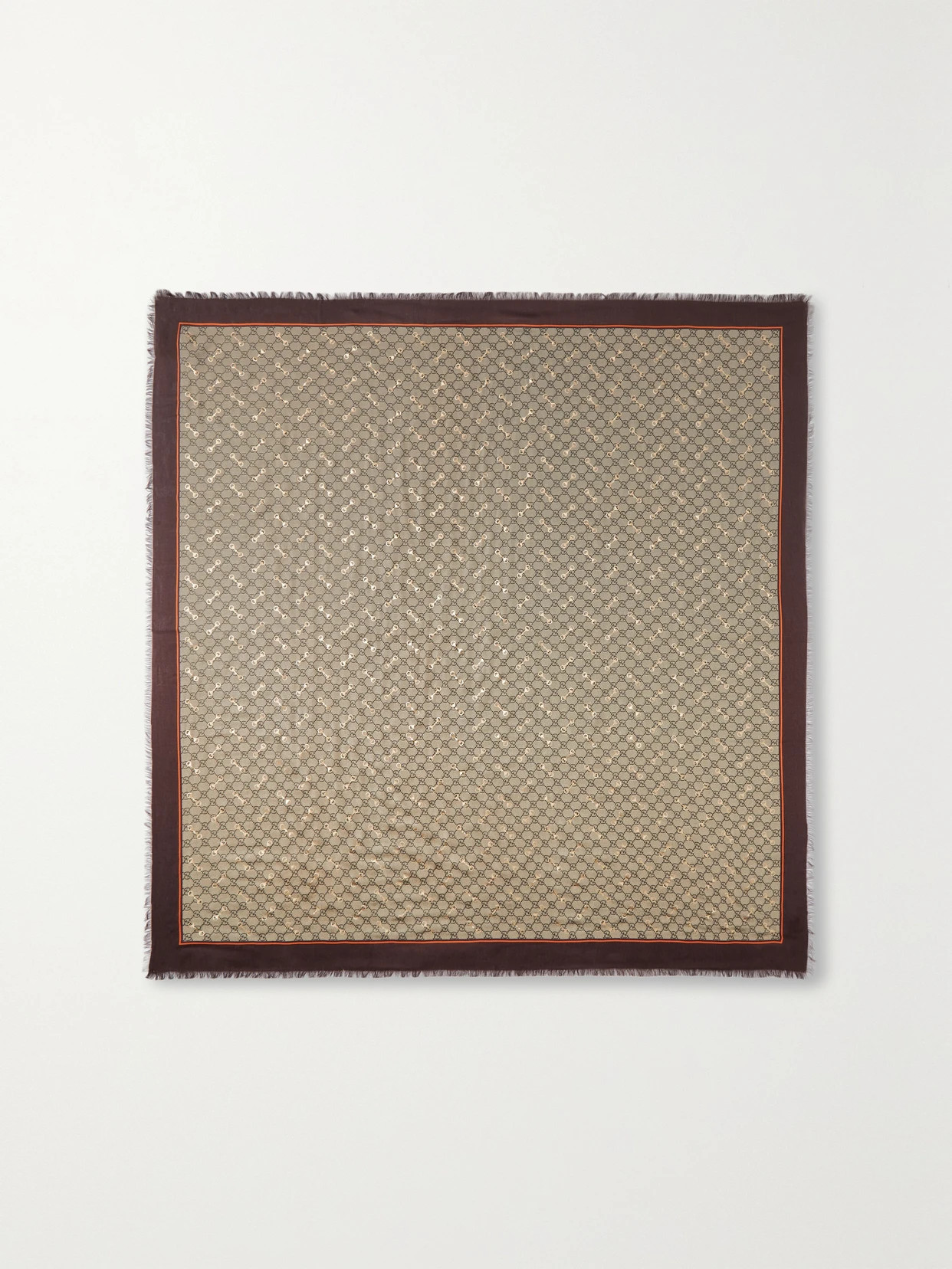 Gucci - Metallic Printed Modal And Silk-blend Scarf - Brown | NET-A-PORTER (US)