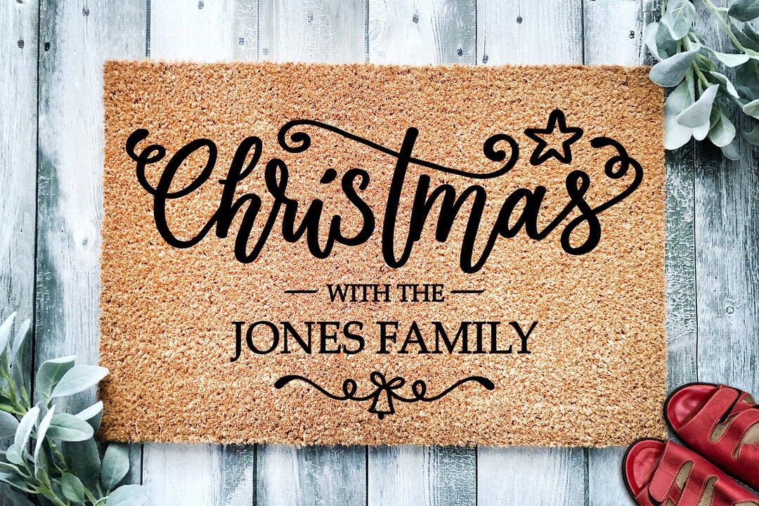 Personalized Christmas With The Family Name Door Mat | Christmas Doormat Decoration | Welcome Mat |  | Etsy (US)