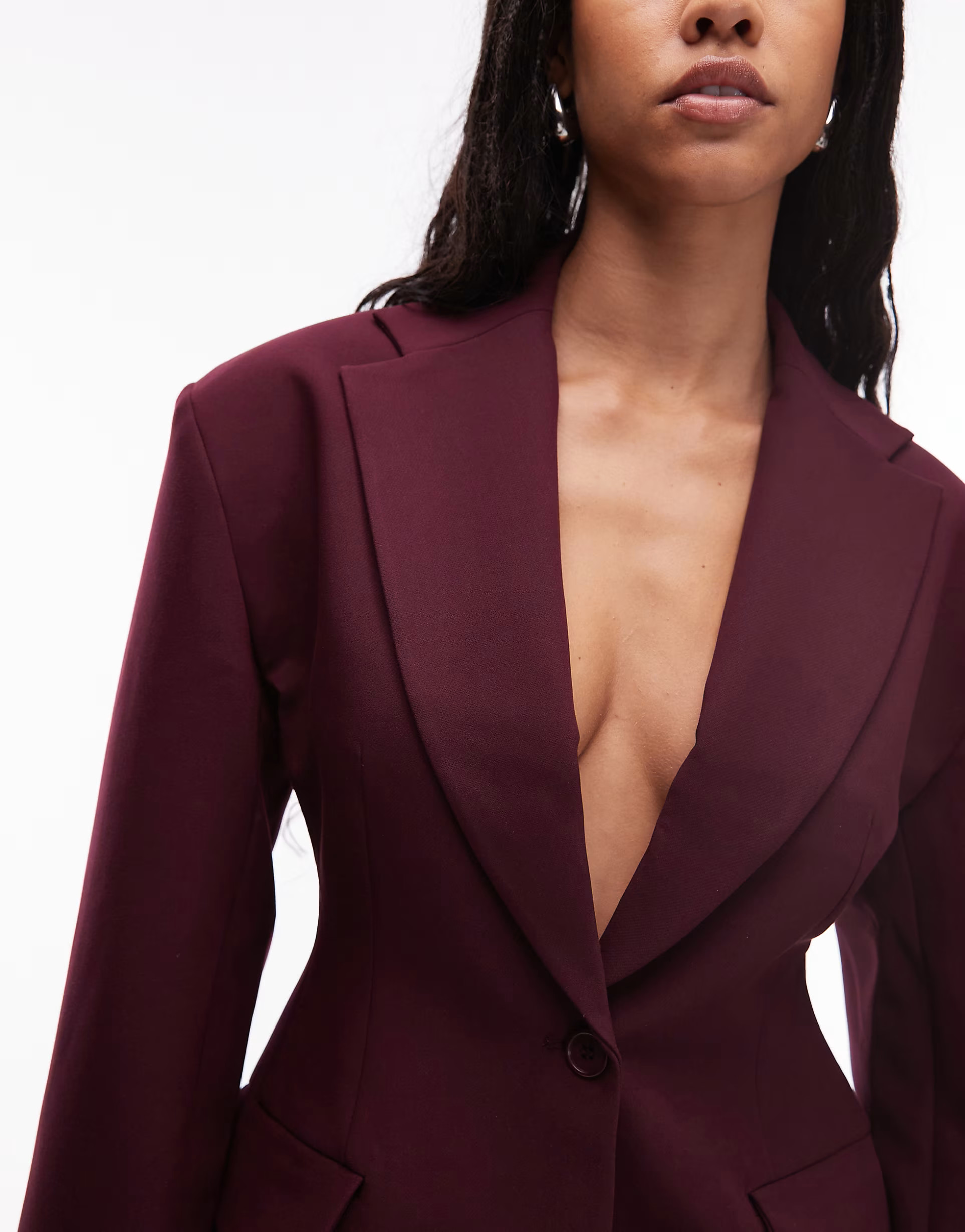 ASOS DESIGN sculpted cinch waist blazer in plum | ASOS (Global)