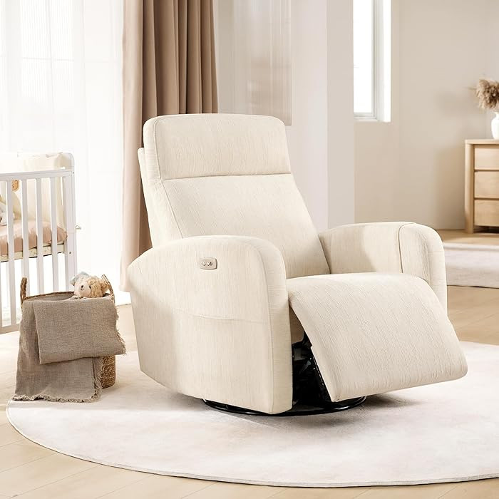 Power Recliner Chair Swivel Glider, Swivel Nursery Glider Recliner, Nursery Rocking Chair with Ad... | Amazon (US)