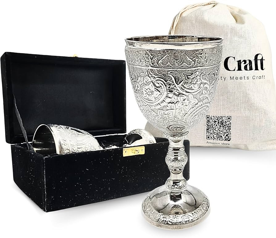 Vintage Chalice Goblet Communion Cup Silver Plated Brass Chalice Wine Goblet of King Arthur Roman... | Amazon (US)