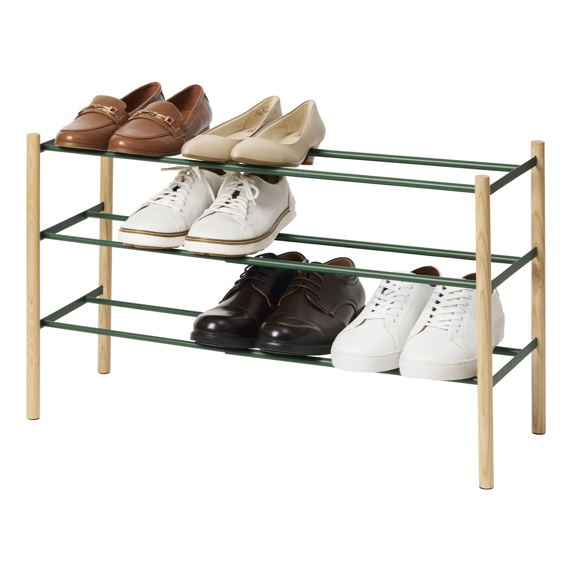 Yamazaki Home Expandable Shoe Rack, Forest Green, Steel, Supports 19.8 pounds, Expandable | Walmart (US)