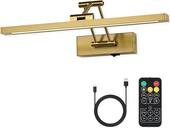 Joossnwell Battery Operated Picture Light with Remote Wireless Art Lights for Paintings Brass Gal... | Amazon (US)