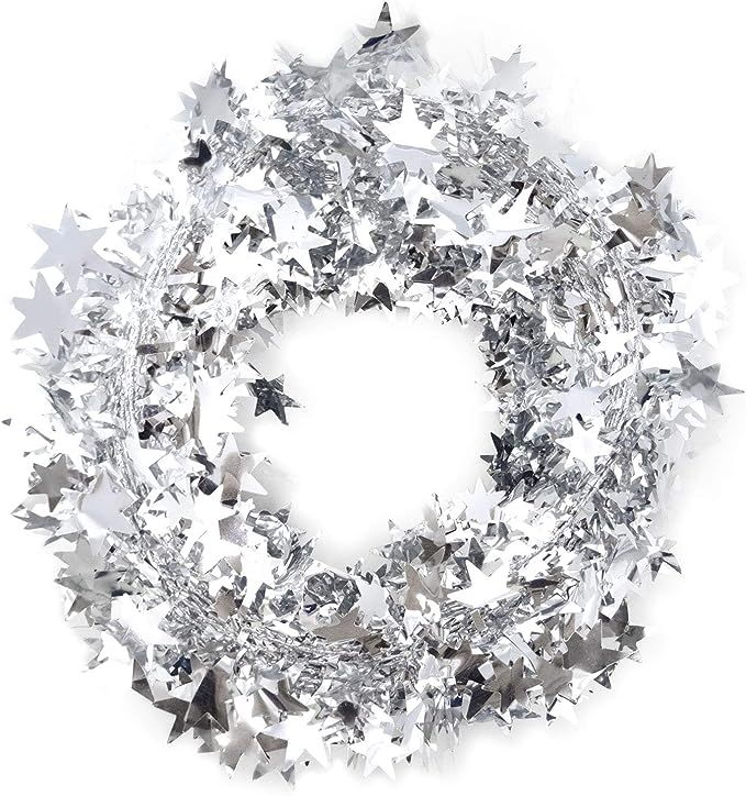 Honbay 2 Rolls of Sparkly Star Tinsel Garlands with Wire for Christmas Tree, Home, Wedding, Birth... | Amazon (US)