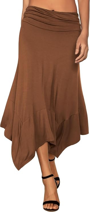 DJT Women's Flowy Handkerchief Hemline Midi Skirt | Amazon (US)