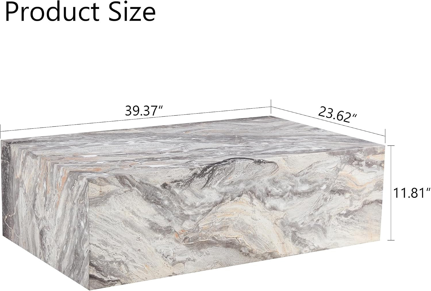 Minimalist Marble Coffee Table for Living Room - Fully Assembled Chunky Rectangular Center Table,... | Amazon (US)