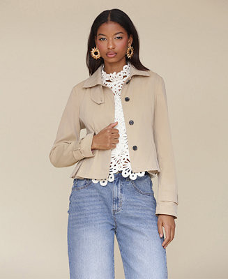 Women's Peplum Cropped Trench Coat | Macy's