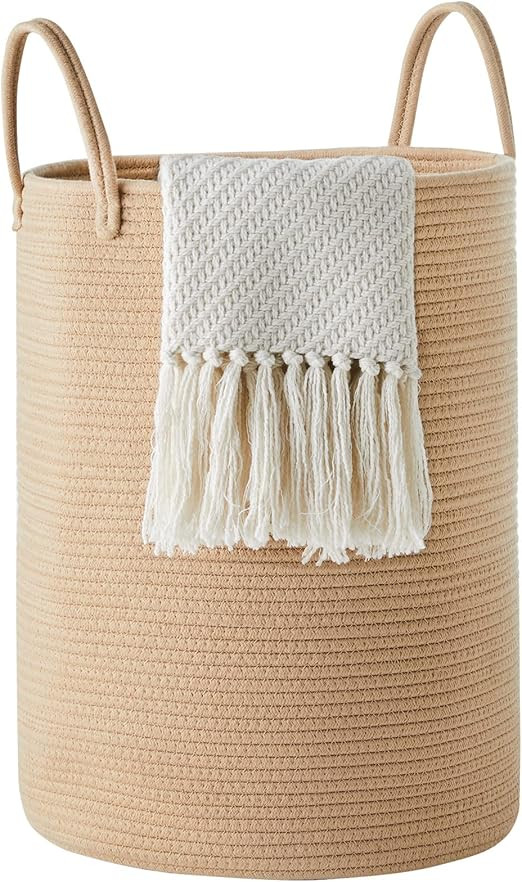 Cotton Rope Laundry Hamper by YOUDENOVA, 58L - Woven Collapsible Laundry Basket - Clothes Storage... | Amazon (US)