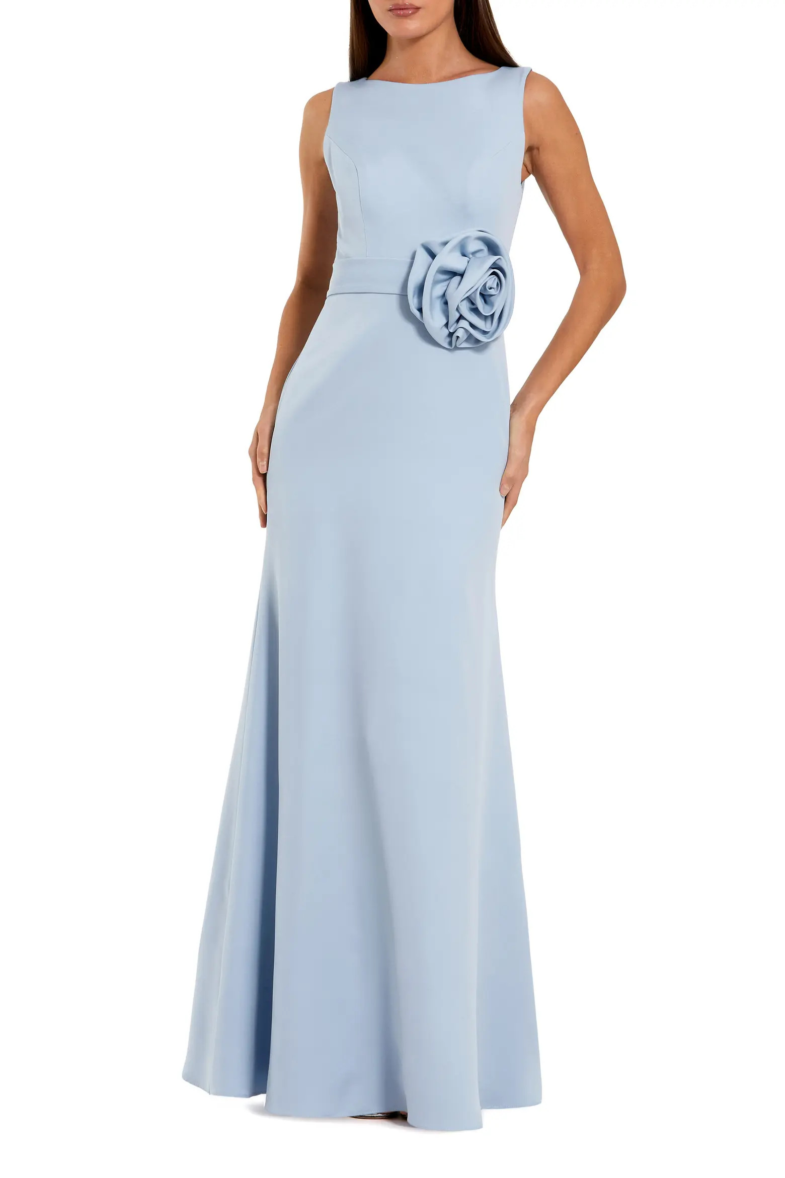 High Neck Sleeveless Crepe A Line Gown With Flower (Women) | Nordstrom | Nordstrom