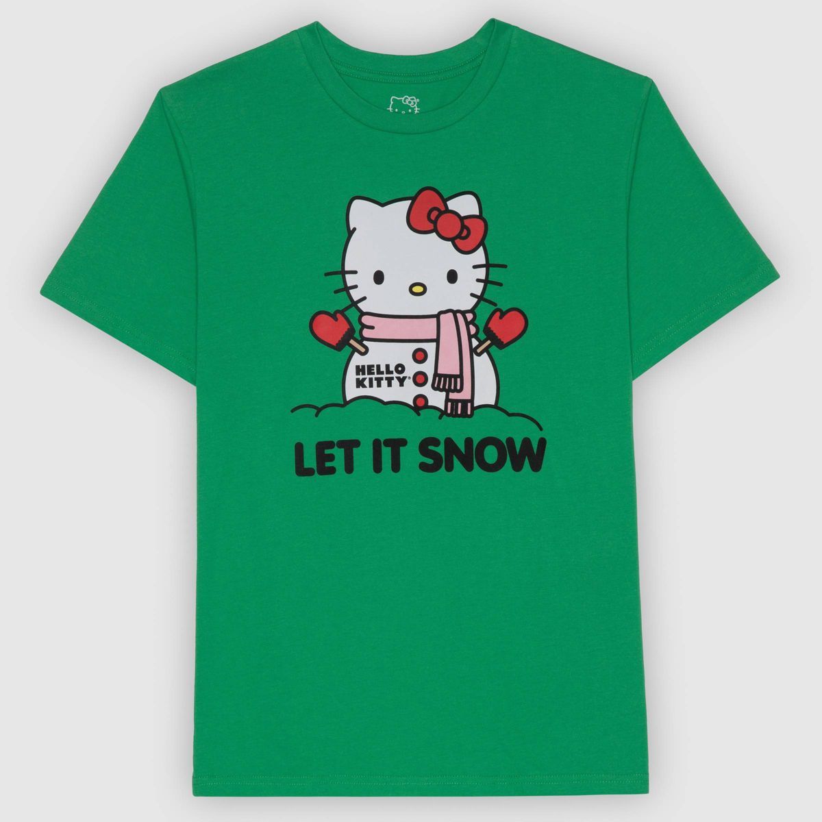 Men's Hello Kitty Let It Snow Short Sleeve Graphic T-Shirt - Green | Target