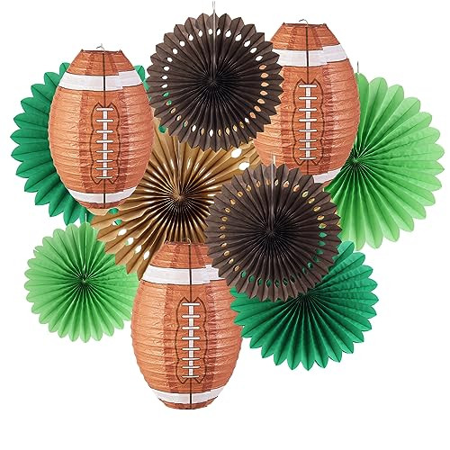 Football Party Decorations, Super Bowl Party Decorations, Football Paper Lanterns and Green Brown Hanging Paper Fans, for Boy's First Year Down Birthday Party Decorations | Amazon (US)