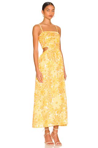 FAITHFULL THE BRAND Jamaica Midi Dress in Marigold Canaria Floral from Revolve.com | Revolve Clothing (Global)