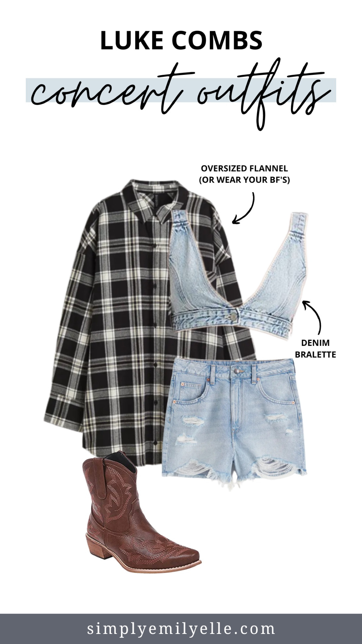Concert outfit, concert outfit idea, country concert outfit, oversized flannel, denim top, denim set, denim matching set, brown cowgirl boots 

#LTKFind #LTKSeasonal #LTKFestival