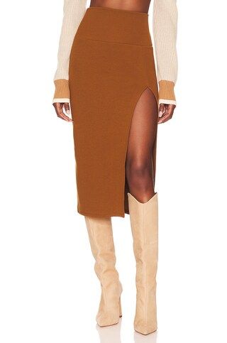 Lovers and Friends Liv Midi Skirt in Latte Brown from Revolve.com | Revolve Clothing (Global)