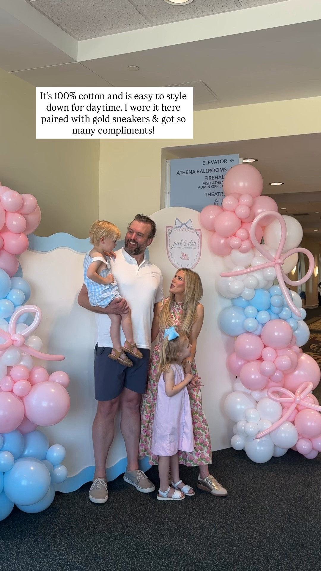 My favorite dress it is so easy to style up or down. I wore it here paired with gold sneakers and it also works great with heels for a dressier event.  The best part is it’s made with 100% cotton!  Would make for the prettiest Mother’s Day dress! 

#LTKdayinmylife #LTKMothersDay #LTKmomlife