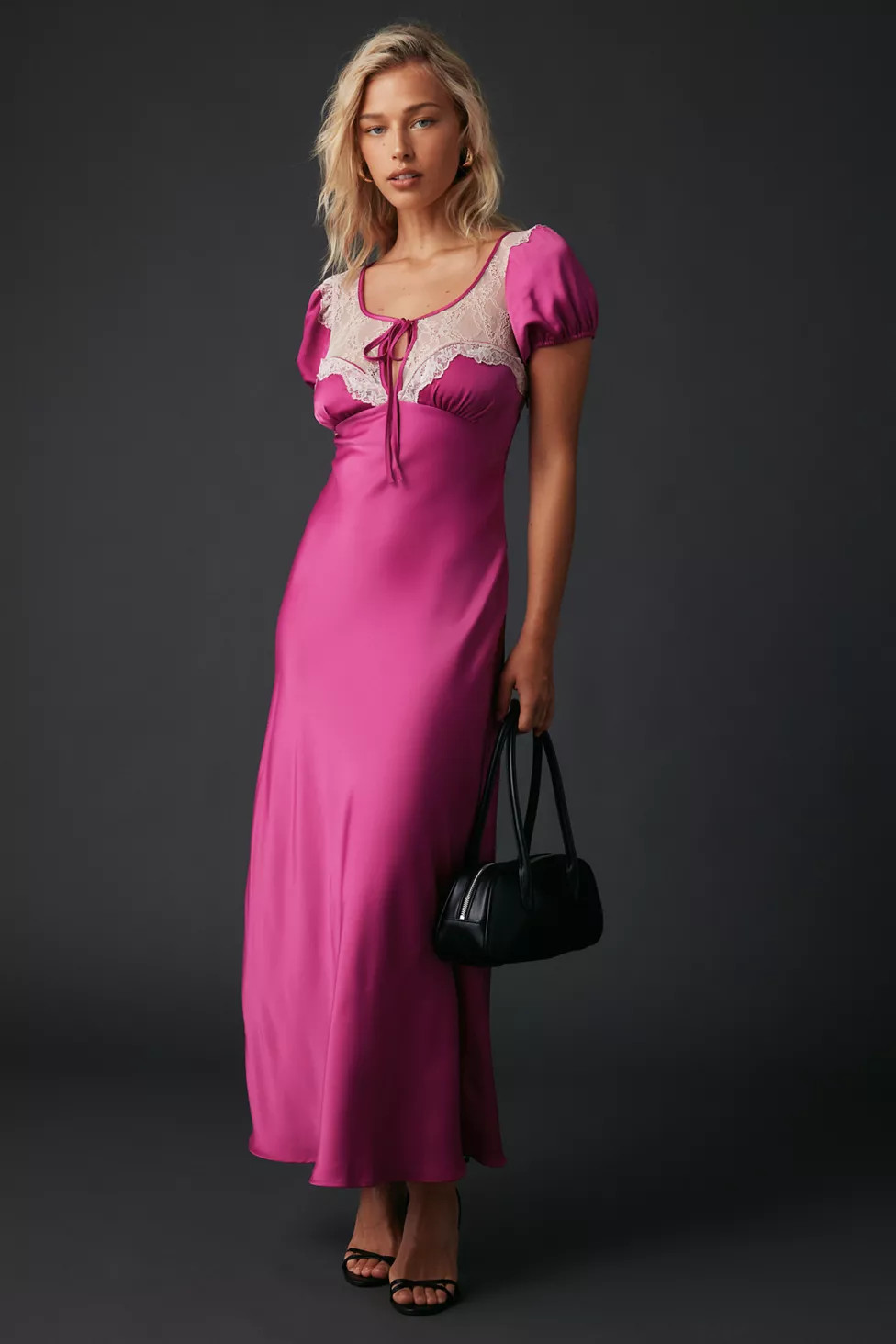 Kimchi Blue Romantic Sheer Lace Trim Satin Slip Maxi Dress | Urban Outfitters (US and RoW)