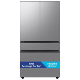Bespoke 29 cu. ft. Standard Depth 4-Door French Door Refrigerator in Stainless Steel with Beverage Center | The Home Depot