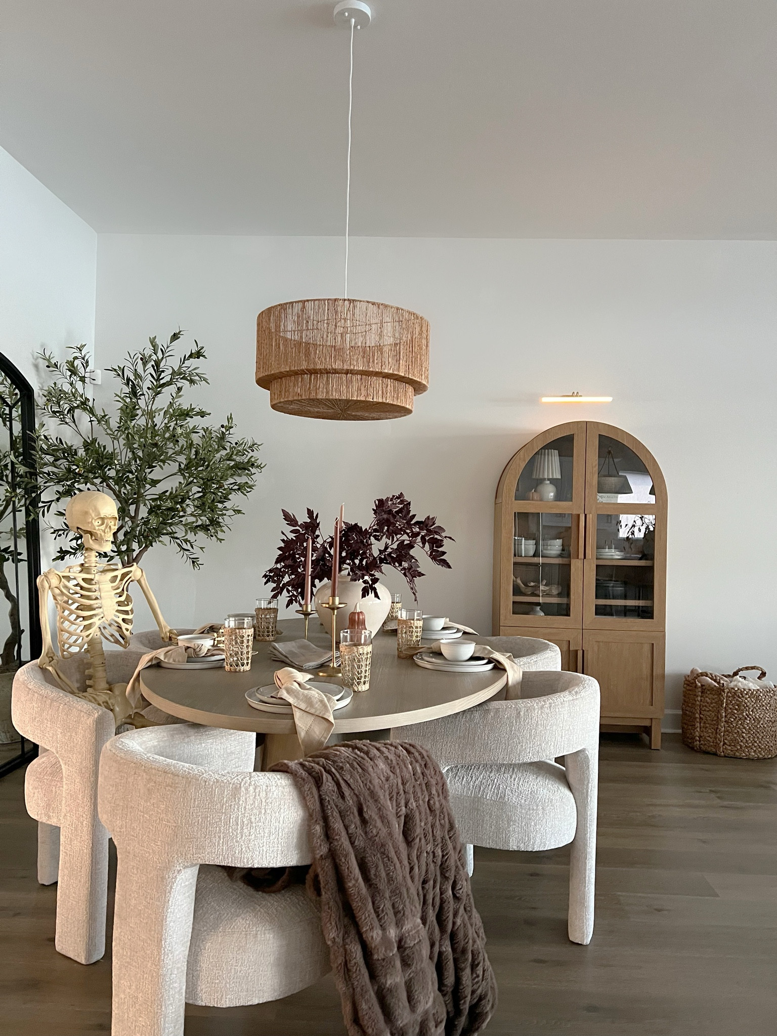 Fall dining room, tablescape, cozy home, fall decorating, dining table, dining chairs, arched cabinet, fall stems, pumpkins, Halloween decor 

#LTKSeasonal #LTKHome #LTKHalloween