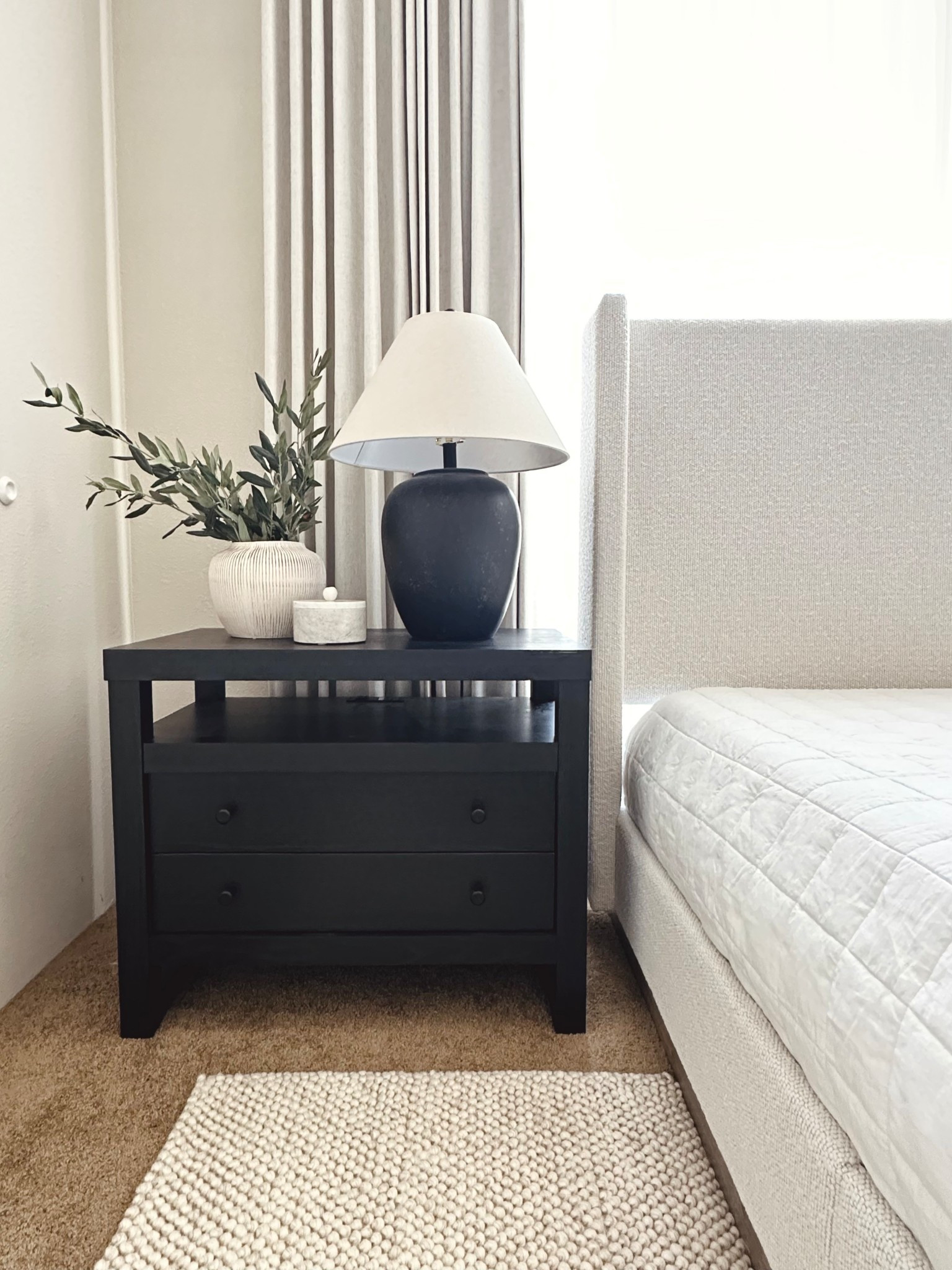 A peek at the new nightstands! Better Homes and Gardens has the best Pottery Barn look for less furniture and home decor. Affordable and great quality! The assembly was a breeze and I love that there is an outlet and usb plug in built-in to the nightstand so you can charge your phone!

Bedroom ideas, nightstands, queen bed, affordable furniture, bedroom furniture, home decor, home design, design help, design ideas, cozy bedroomms

#LTKHome