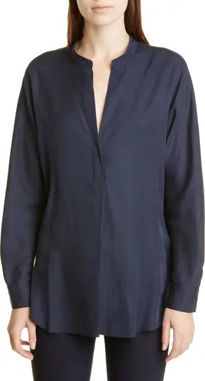 Split Neck Silk Blend Tunic | Nordstrom