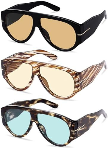 Oversized Retro Aviator Sunglasses for Women Men Trend 70s Thick Classic Vintage Style Sun Glasse... | Amazon (US)
