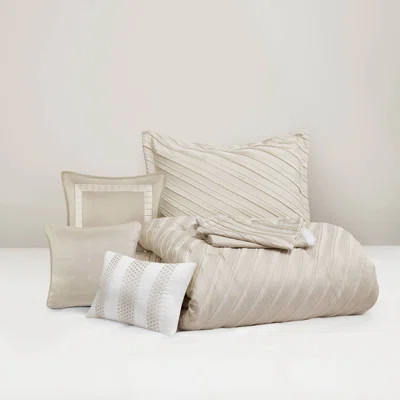 Elegant Beige Queen Bedding Set, Polyester Comfort With Modern Style | Wayfair North America