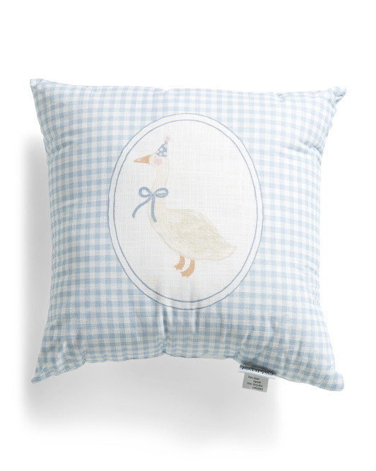 16x16 Goose Bow Gingham Pillow | TJ Maxx