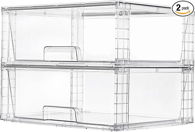 Vtopmart 2 Pack Large Stackable Storage Drawers,Easily Assemble Clear Acrylic Bathroom Closet Und... | Amazon (US)