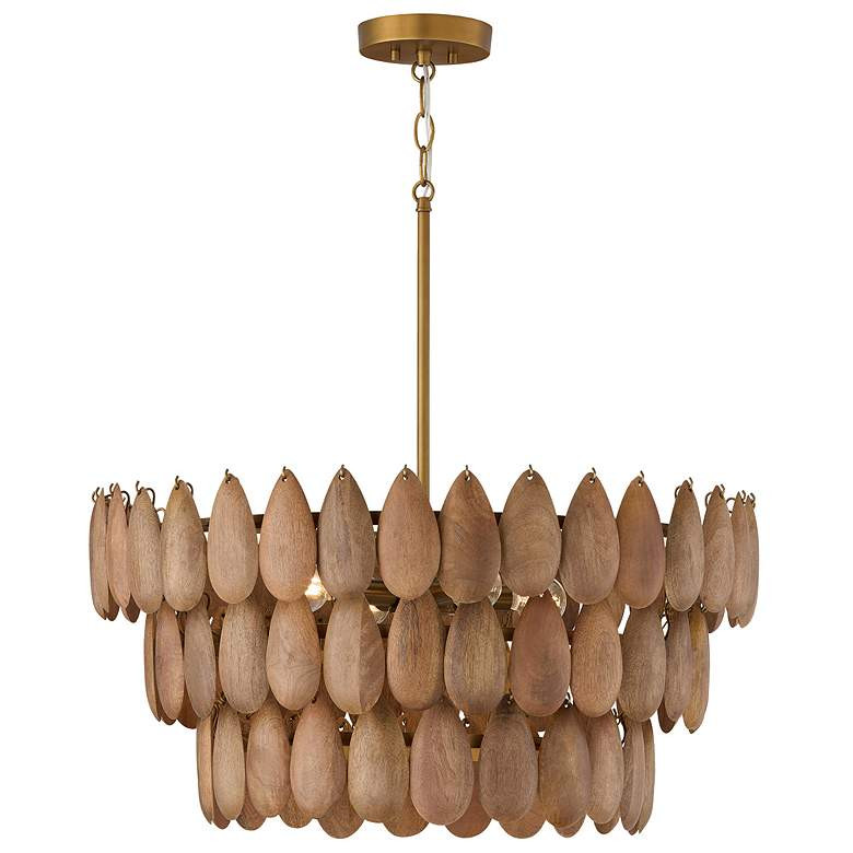 Capital Lighting Ravi 25" Modern Patina Brass and Wood Pendant Light | Lamps Plus