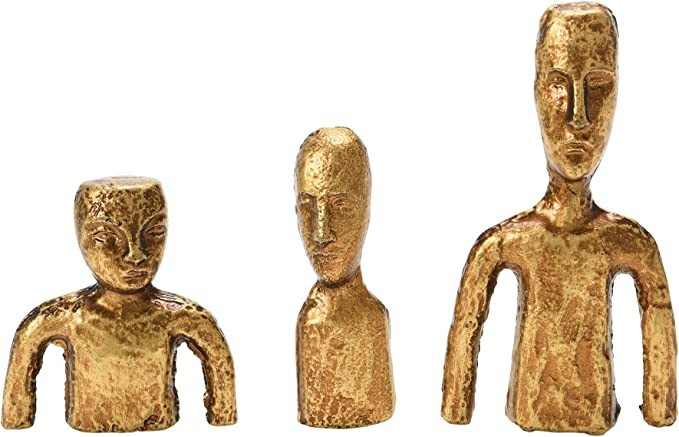 Creative Co-Op S/3 Cast Iron Figures Décor, Antique Gold | Amazon (US)