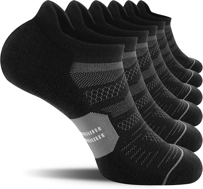 CS CELERSPORT 6 Pack Men's Running Ankle Socks with Cushion, Low Cut Athletic Tab Socks | Amazon (US)