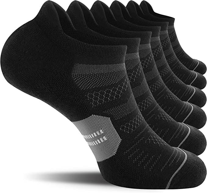 CS CELERSPORT 6 Pack Men's Running Ankle Socks with Cushion, Low Cut Athletic Tab Socks | Amazon (US)