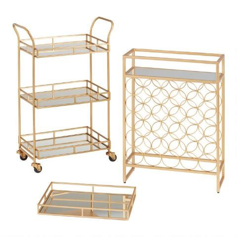 Antique Brass and Mirror Cole Home Bar Collection | World Market